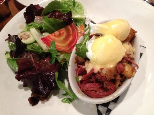 Slow Braised Corned Beef Hash with Poached Eggs and Hollandaise Sauce